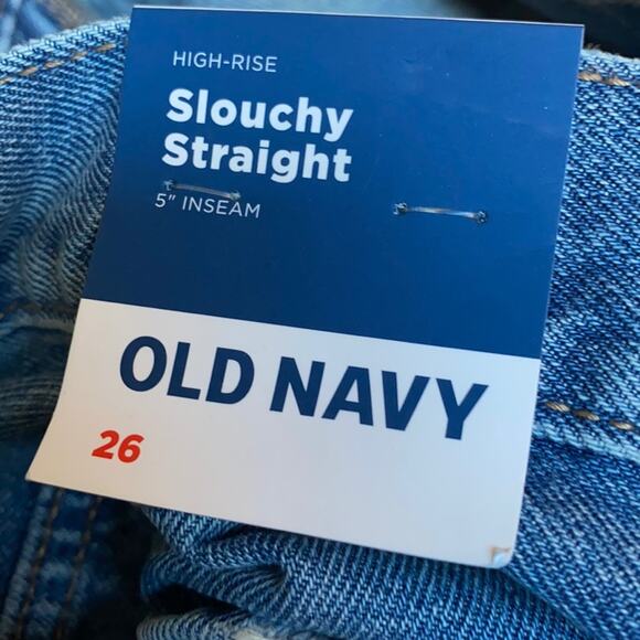 Old Navy light wash High Waisted Slouchy Straight Cutoff Jean Shorts - Picture 5 of 10